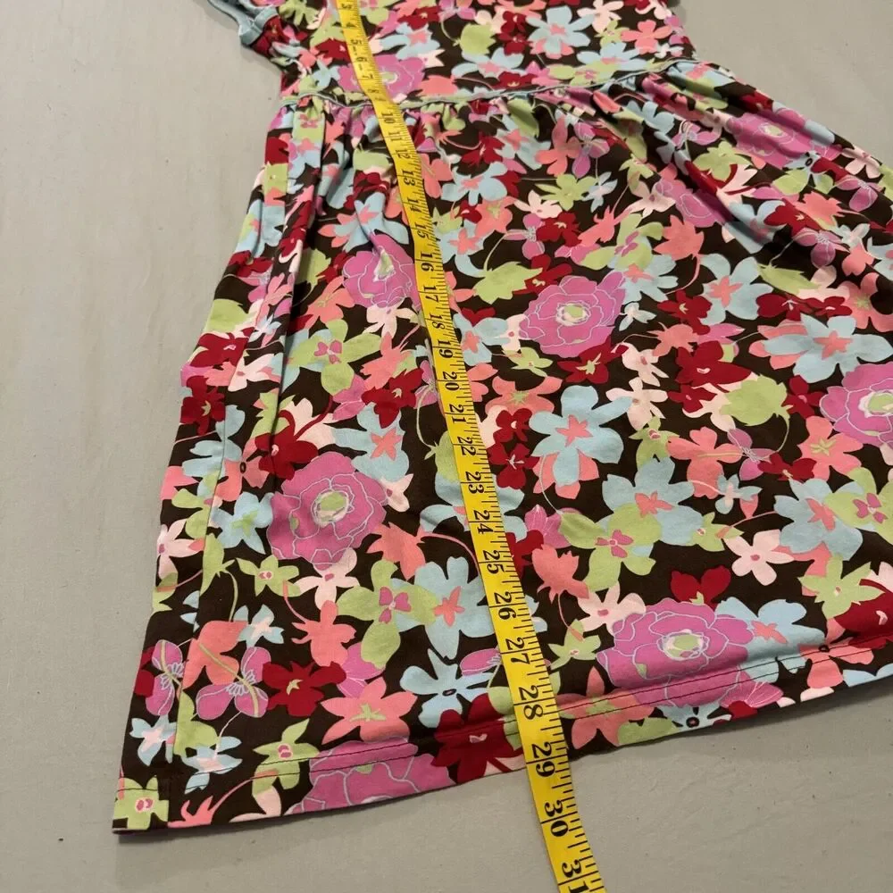 Hanna Andersson‎ A-Line Dress Girls 8 Multicolor Floral 100% Cotton Short Sleeve